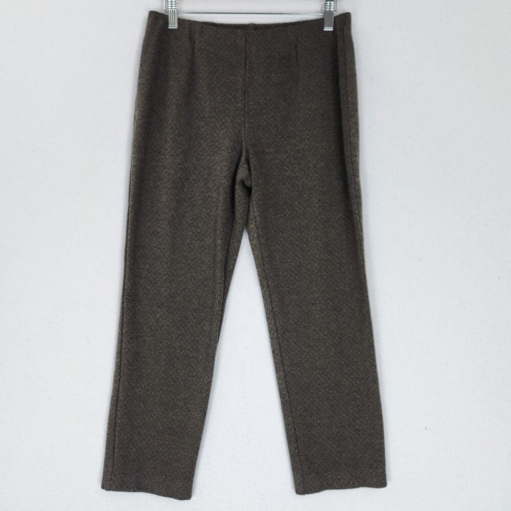 J Jill Pants Womens Small Petite Black Brown Ponte Slim Straight Leg Mid Rise